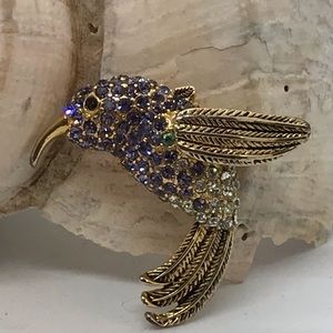 Monet Rhinestone Hummingbird Brooch